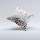 Blue Chipped Graffiti Wall ink-Fuzed Decorative Throw Pillow