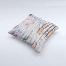 Blue Chipped Graffiti Wall ink-Fuzed Decorative Throw Pillow