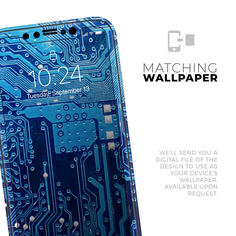 Blue Circuit Board V1 - Skin-Kit compatible with the Apple iPhone 13, 13 Pro Max, 13 Mini, 13 Pro, iPhone 12, iPhone 11 (All iPhones Available)