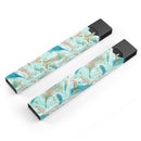 Blue Coral Whispy Feathers - Premium Decal Protective Skin-Wrap Sticker compatible with the Juul Labs vaping device