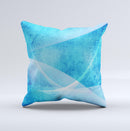 Blue DIstressed Waves ink-Fuzed Decorative Throw Pillow