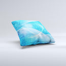 Blue DIstressed Waves ink-Fuzed Decorative Throw Pillow
