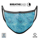 Blue Damask v2 Watercolor Pattern - Made in USA Mouth Cover Unisex Anti-Dust Cotton Blend Reusable & Washable Face Mask with Adjustable Sizing for Adult or Child