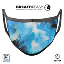 Blue Dark 32 Absorbed Watercolor Texture - Made in USA Mouth Cover Unisex Anti-Dust Cotton Blend Reusable & Washable Face Mask with Adjustable Sizing for Adult or Child