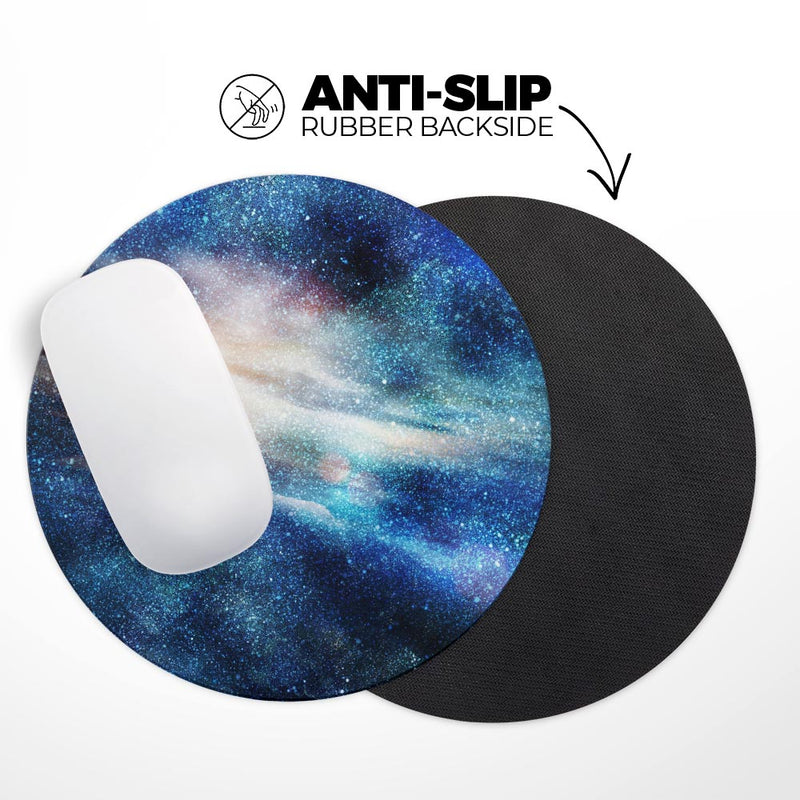 Blue & Gold Glowing Star-Wave// WaterProof Rubber Foam Backed Anti-Slip Mouse Pad for Home Work Office or Gaming Computer Desk