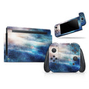 Blue & Gold Glowing Star-Wave // Skin Decal Wrap Kit for Nintendo Switch Console & Dock, Joy-Cons, Pro Controller, Lite, 3DS XL, 2DS XL, DSi, or Wii - Vinyl Skin Wrap for Nintendo Switch 2, OLED, Lite, Pro Controller, Wii & Classic Handhelds