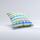 Blue Gold Tribal Ethic Geometric Pattern Ink-Fuzed Decorative Throw Pillow