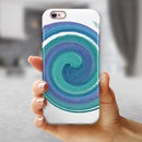 Blue & Green Watercolor Swirl iPhone 6/6s or 6/6s Plus 2-Piece Hybrid INK-Fuzed Case