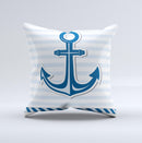 Blue Highlighted Anchor with Rope ink-Fuzed Decorative Throw Pillow