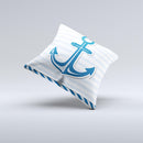 Blue Highlighted Anchor with Rope ink-Fuzed Decorative Throw Pillow