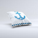 Blue Highlighted Anchor with Rope ink-Fuzed Decorative Throw Pillow