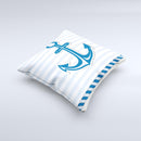 Blue Highlighted Anchor with Rope ink-Fuzed Decorative Throw Pillow