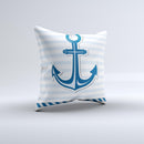 Blue Highlighted Anchor with Rope ink-Fuzed Decorative Throw Pillow