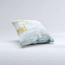 Blue Marble Layered Bricks ink-Fuzed Decorative Throw Pillow