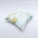 Blue Marble Layered Bricks ink-Fuzed Decorative Throw Pillow