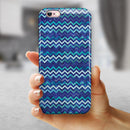 Blue Multi Watercolor Chevron iPhone 6/6s or 6/6s Plus 2-Piece Hybrid INK-Fuzed Case