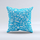 Blue Nautical Collage Ink-Fuzed Decorative Throw Pillow