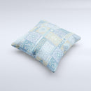 Blue Patched Paisley Pattern ink-Fuzed Decorative Throw Pillow