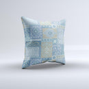 Blue Patched Paisley Pattern ink-Fuzed Decorative Throw Pillow