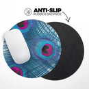 Blue Peacock// WaterProof Rubber Foam Backed Anti-Slip Mouse Pad for Home Work Office or Gaming Computer Desk