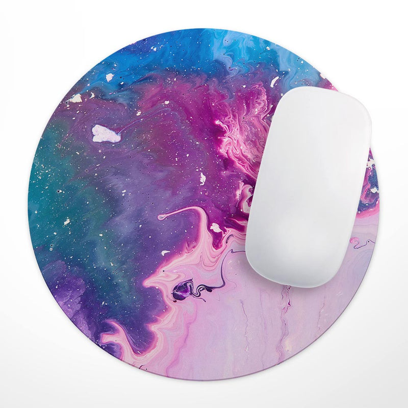 Blue & Pink Acrylic Abstract Paint// WaterProof Rubber Foam Backed Anti-Slip Mouse Pad for Home Work Office or Gaming Computer Desk