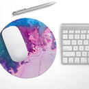 Blue & Pink Acrylic Abstract Paint// WaterProof Rubber Foam Backed Anti-Slip Mouse Pad for Home Work Office or Gaming Computer Desk
