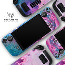 Blue & Pink Acrylic Abstract Paint // Full Body Skin Decal Wrap Kit for the Steam Deck handheld gaming computer