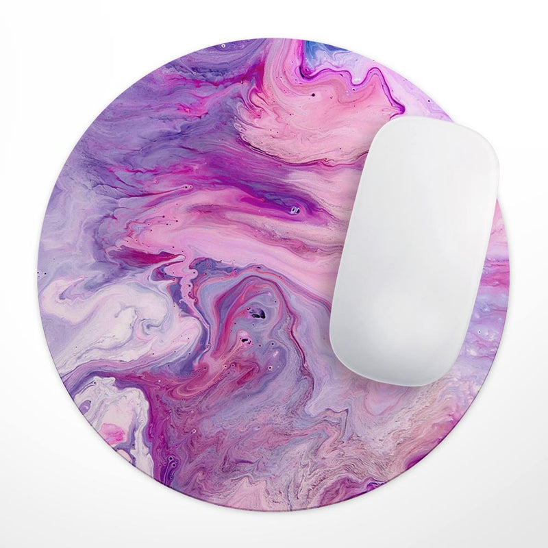 Blue & Pink Acrylic Abstract Paint V2// WaterProof Rubber Foam Backed Anti-Slip Mouse Pad for Home Work Office or Gaming Computer Desk