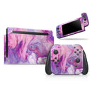 Blue & Pink Acrylic Abstract Paint V2 // Skin Decal Wrap Kit for Nintendo Switch Console & Dock, Joy-Cons, Pro Controller, Lite, 3DS XL, 2DS XL, DSi, or Wii - Vinyl Skin Wrap for Nintendo Switch 2, OLED, Lite, Pro Controller, Wii & Classic Handhelds