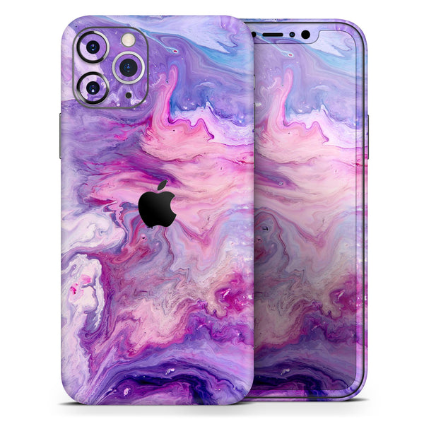 Blue & Pink Acrylic Abstract Paint V2 // Skin-Kit compatible with the Apple iPhone 14, 13, 12, 12 Pro Max, 12 Mini, 11 Pro, SE, X/XS + (All iPhones Available)
