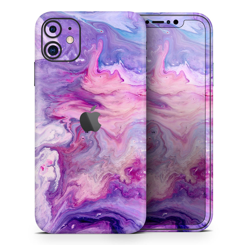 Blue & Pink Acrylic Abstract Paint V2 // Skin-Kit compatible with the Apple iPhone 14, 13, 12, 12 Pro Max, 12 Mini, 11 Pro, SE, X/XS + (All iPhones Available)
