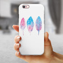 Blue & Pink Watercolor Feathers iPhone 6/6s or 6/6s Plus 2-Piece Hybrid INK-Fuzed Case