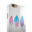 Blue & Pink Watercolor Feathers iPhone 6/6s or 6/6s Plus 2-Piece Hybrid INK-Fuzed Case