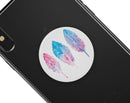 Blue & Pink Watercolor Feathers - Skin Kit for PopSockets and other Smartphone Extendable Grips & Stands