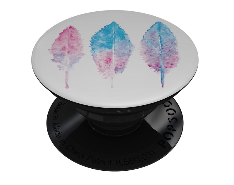 Blue & Pink Watercolor Feathers - Skin Kit for PopSockets and other Smartphone Extendable Grips & Stands