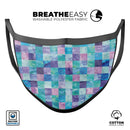 Blue Pink and Purple Watercolor Patchwork - Made in USA Mouth Cover Unisex Anti-Dust Cotton Blend Reusable & Washable Face Mask with Adjustable Sizing for Adult or Child