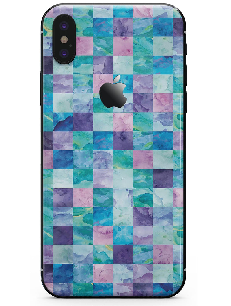 Blue Pink and Purple Watercolor Patchwork - iPhone X Skin-Kit