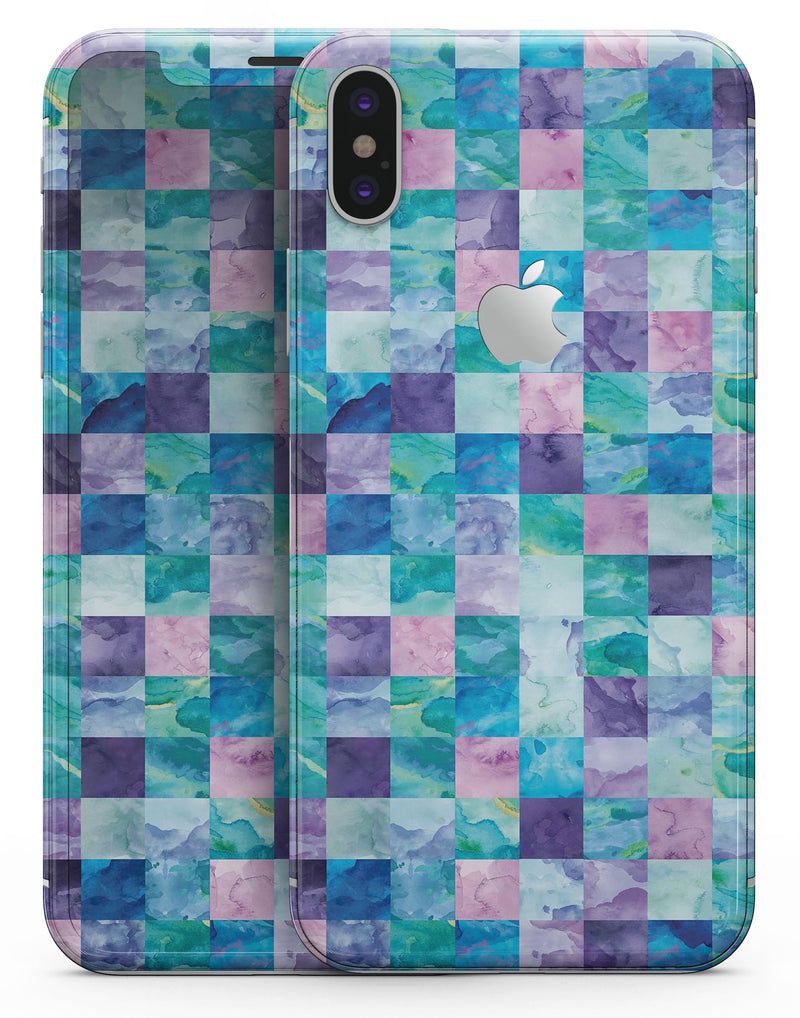 Blue Pink and Purple Watercolor Patchwork - iPhone X Skin-Kit