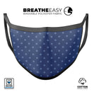 Blue Polka Dots Over Navy  - Made in USA Mouth Cover Unisex Anti-Dust Cotton Blend Reusable & Washable Face Mask with Adjustable Sizing for Adult or Child