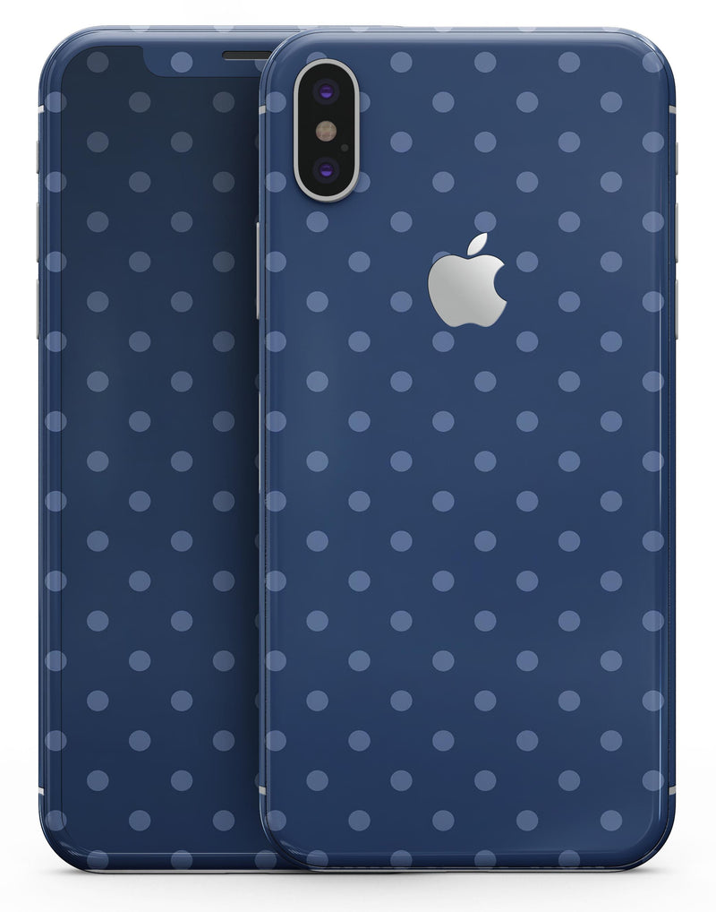 Blue Polka Dots Over Navy  - iPhone X Skin-Kit