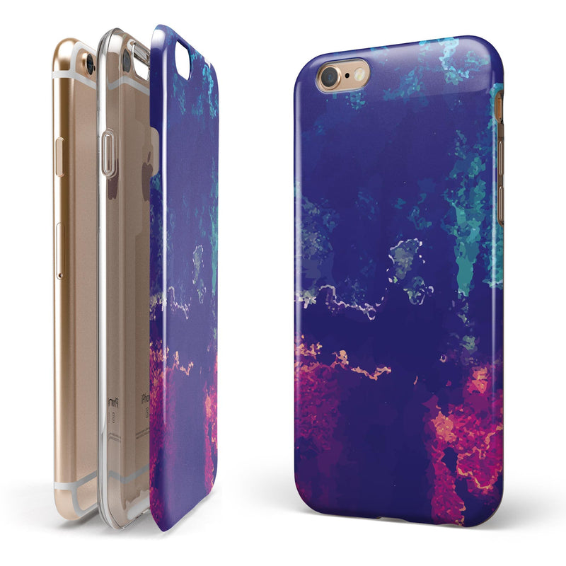 Blue & Purple Grunge iPhone 6/6s or 6/6s Plus 2-Piece Hybrid INK-Fuzed Case