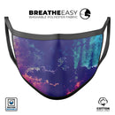 Blue & Purple Grunge - Made in USA Mouth Cover Unisex Anti-Dust Cotton Blend Reusable & Washable Face Mask with Adjustable Sizing for Adult or Child