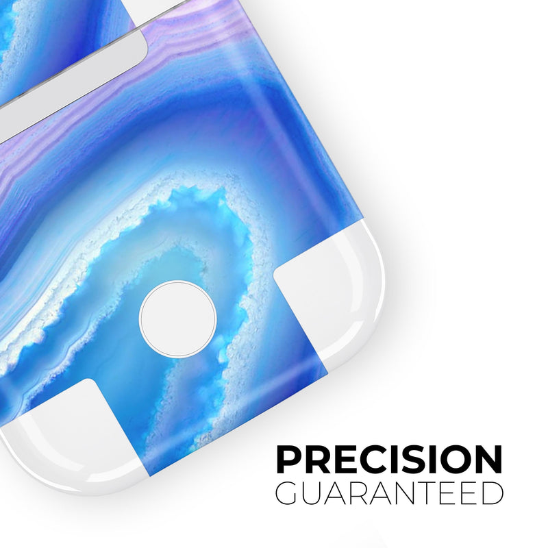 Blue & Purple Hue Agate - Full Body Skin Decal Wrap Kit for the Wireless Bluetooth Apple Airpods Pro, AirPods Gen 1 or Gen 2 with Wireless Charging