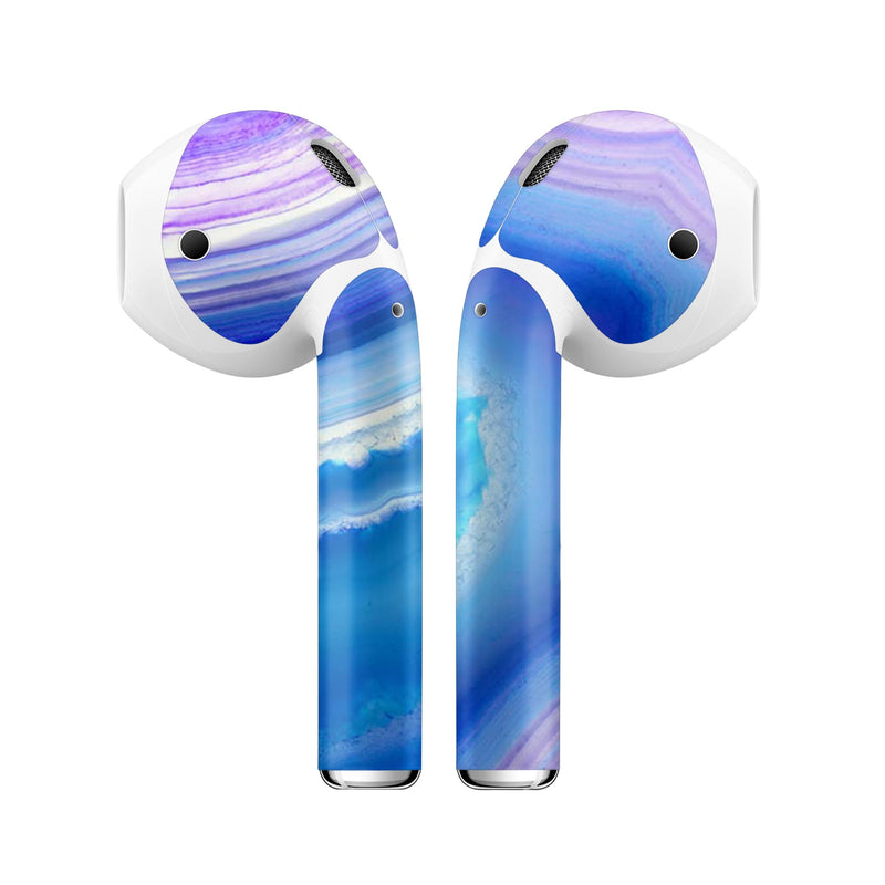 Blue & Purple Hue Agate - Full Body Skin Decal Wrap Kit for the Wireless Bluetooth Apple Airpods Pro, AirPods Gen 1 or Gen 2 with Wireless Charging