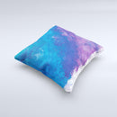 Blue & Purple Pastel Ink-Fuzed Decorative Throw Pillow