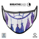 Blue & Purple Watercolor Dreamcatcher - Made in USA Mouth Cover Unisex Anti-Dust Cotton Blend Reusable & Washable Face Mask with Adjustable Sizing for Adult or Child