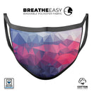 Blue Red Purple Geometric - Made in USA Mouth Cover Unisex Anti-Dust Cotton Blend Reusable & Washable Face Mask with Adjustable Sizing for Adult or Child