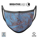 Blue Slate Marble Surface V41 - Made in USA Mouth Cover Unisex Anti-Dust Cotton Blend Reusable & Washable Face Mask with Adjustable Sizing for Adult or Child