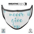Blue Soft Never Give Up - Made in USA Mouth Cover Unisex Anti-Dust Cotton Blend Reusable & Washable Face Mask with Adjustable Sizing for Adult or Child