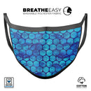 Blue Sorted Large Watercolor Polka Dots - Made in USA Mouth Cover Unisex Anti-Dust Cotton Blend Reusable & Washable Face Mask with Adjustable Sizing for Adult or Child